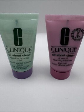 Clinique All About Clean Facial Soap & Rinse Off Foaming Cleanser 1oz/ea